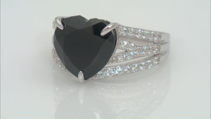Black Spinel Rhodium Over Sterling Silver Ring 6.74ctw Video Thumbnail