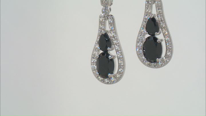 Black Spinel Rhodium Over Sterling Silver Dangle Earrings 2.91ctw Video Thumbnail