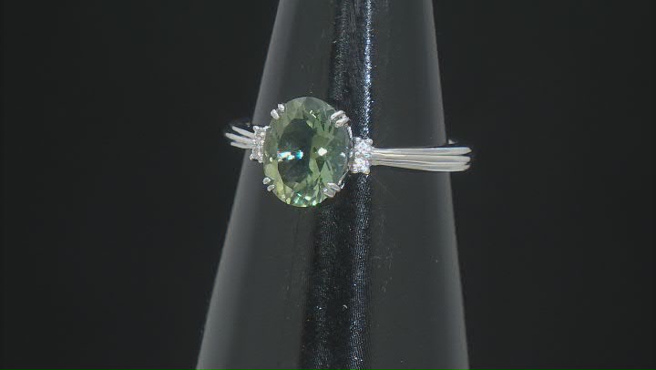 Green Labradorite Rhodium Over Sterling Silver Ring 1.39ctw Video Thumbnail
