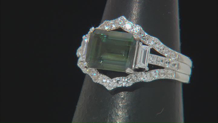 Green Labradorite Rhodium Over Sterling Silver Ring 2.83ctw Video Thumbnail