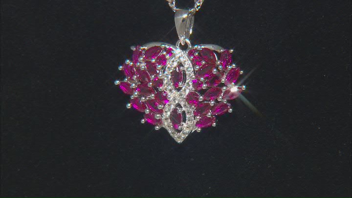 Lab Created Ruby Rhodium Over Sterling Silver Pendant With Chain1.88ctw Video Thumbnail