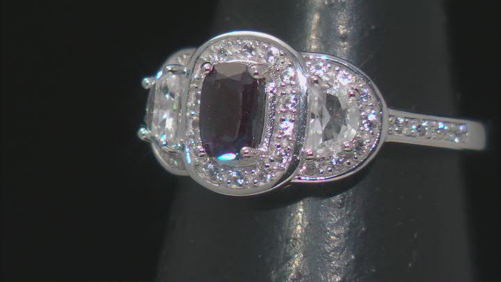 Blue Lab Created Alexandrite Rhodium Over Sterling Silver Ring 1.54ctw Video Thumbnail