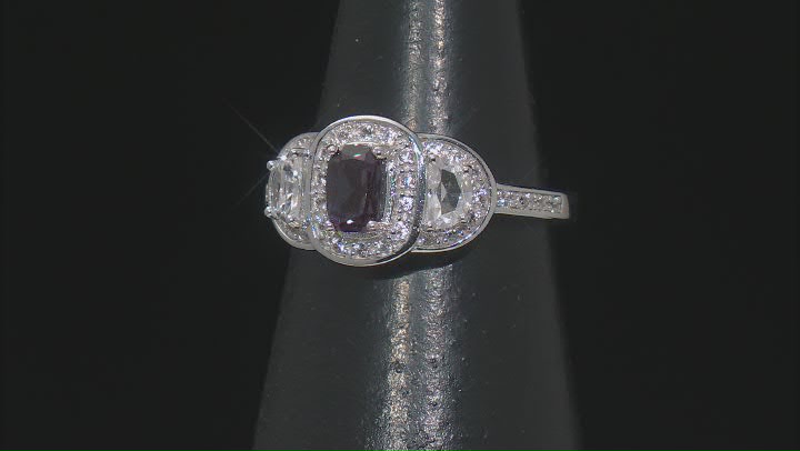 Blue Lab Created Alexandrite Rhodium Over Sterling Silver Ring 1.54ctw Video Thumbnail