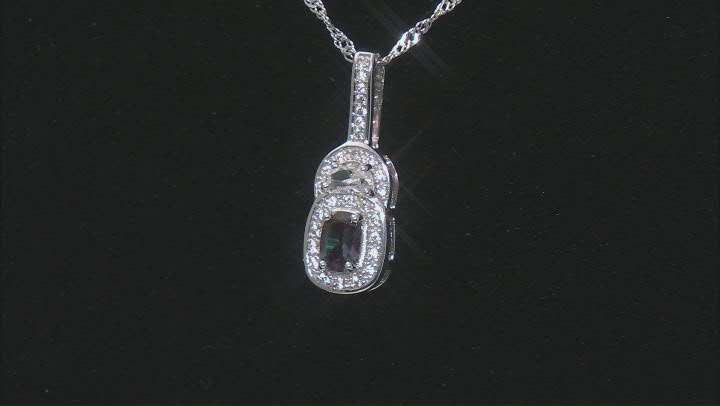 Blue Lab Created Alexandrite Rhodium Over Sterling Silver Pendant with Chain 1.13ctw Video Thumbnail