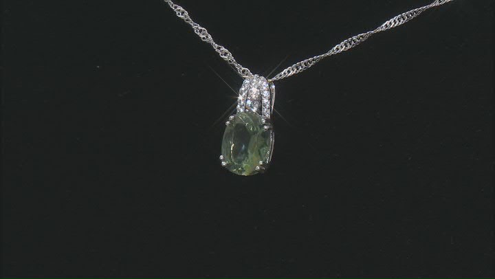 Green Labradorite Rhodium Over Silver Pendant With Chain 2.10ctw Video Thumbnail
