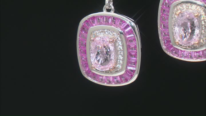 Pink Kunzite Rhodium Over Sterling Silver Earrings 5.10ctw Video Thumbnail