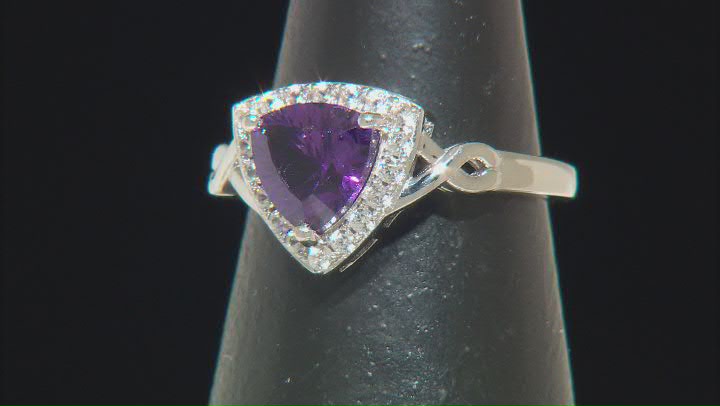 Purple African Amethyst Rhodium Over Sterling Silver Ring 1.63ctw Video Thumbnail