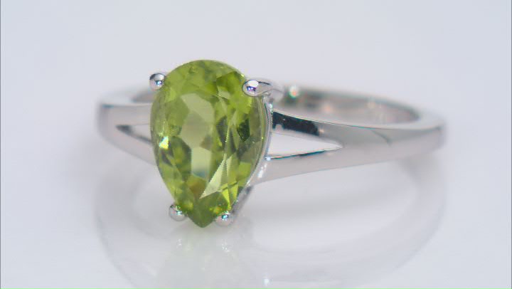 Green Peridot Rhodium Over Sterling Silver Solitaire Ring 1.75ct Video Thumbnail