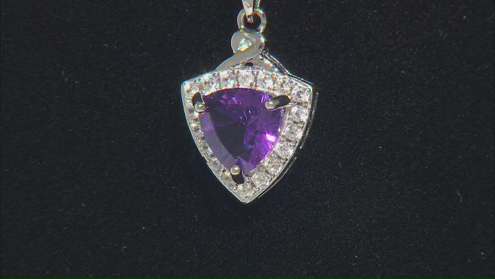 Purple African Amethyst Rhodium Over Sterling Silver Pendant With Chain 1.63ctw Video Thumbnail