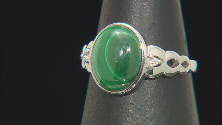 Green Malachite Rhodium Over Sterling Silver Ring 0.03ctw Video Thumbnail