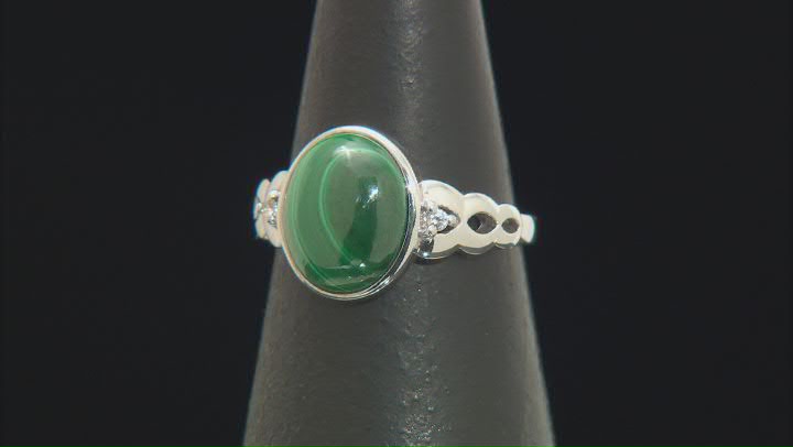 Green Malachite Rhodium Over Sterling Silver Ring 0.03ctw Video Thumbnail