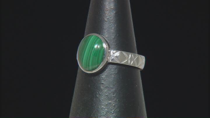 Green Malachite Rhodium Over Sterling Silver Solitaire Ring Video Thumbnail