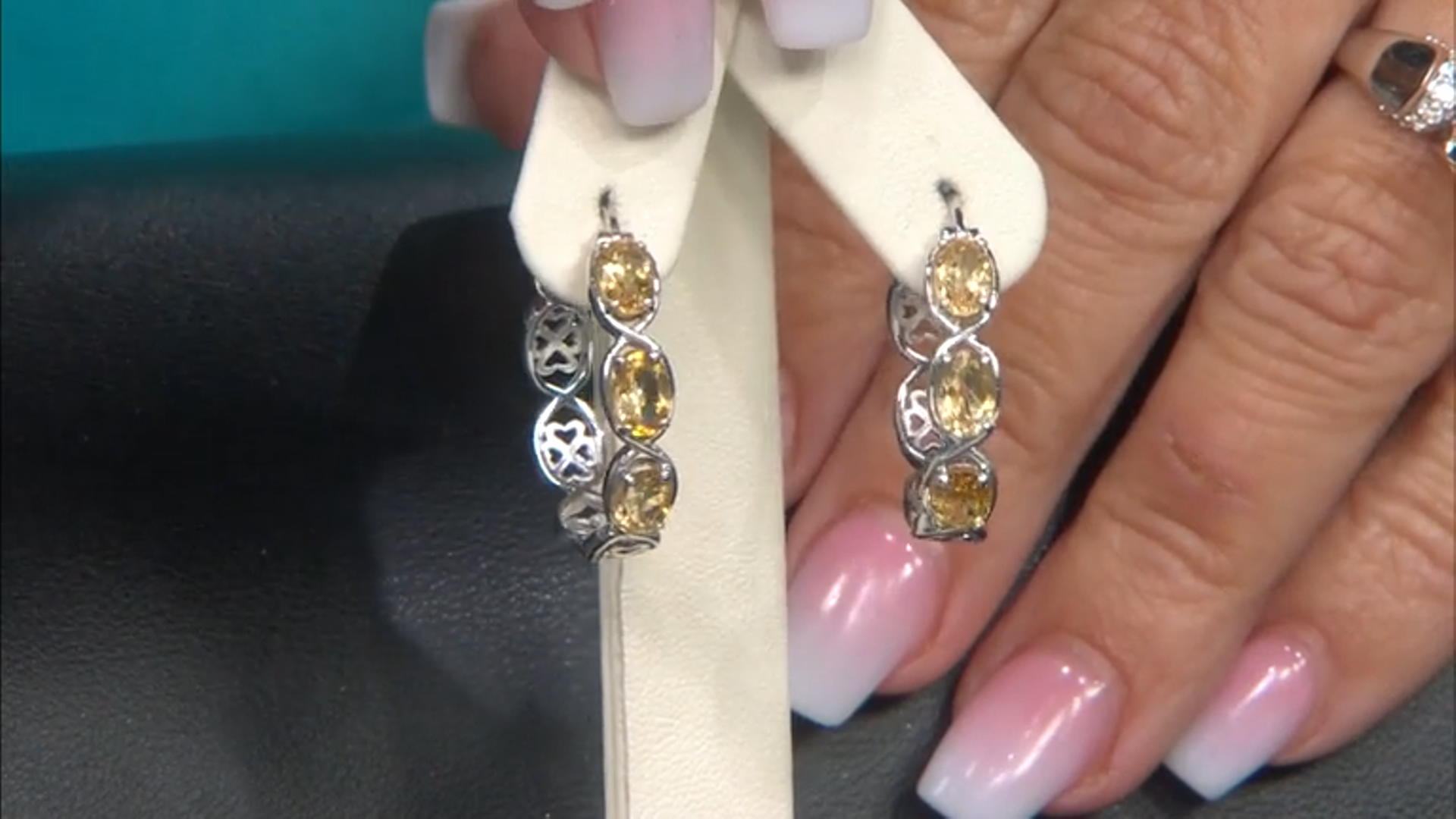 Yellow Citrine Rhodium Over Sterling Silver Hoop Earrings 2.30ctw Video Thumbnail
