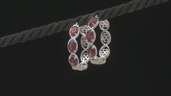 Red Garnet Rhodium Over Sterling Silver Hoop Earrings 2.86ctw Video Thumbnail