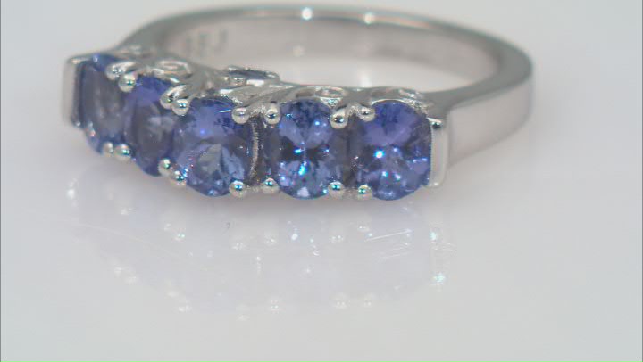 Blue Tanzanite Rhodium Over Sterling Silver Ring 1.50ctw Video Thumbnail