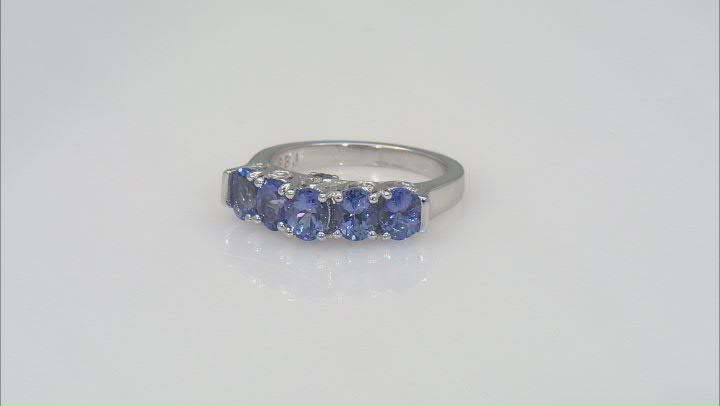 Blue Tanzanite Rhodium Over Sterling Silver Ring 1.50ctw Video Thumbnail