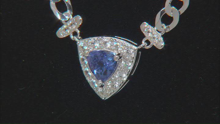 Blue Tanzanite Rhodium Over Sterling Silver Necklace 1.67ctw Video Thumbnail