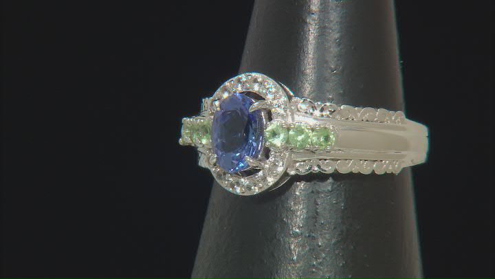 Blue Tanzanite Rhodium Over Sterling Silver Ring 1.01ctw Video Thumbnail
