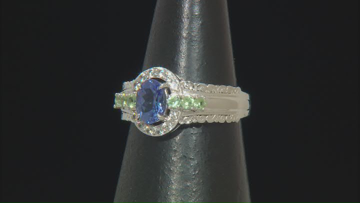 Blue Tanzanite Rhodium Over Sterling Silver Ring 1.01ctw Video Thumbnail