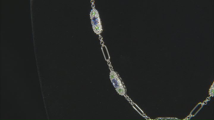Blue Tanzanite Rhodium Over Sterling Silver Necklace 1.71ctw Video Thumbnail
