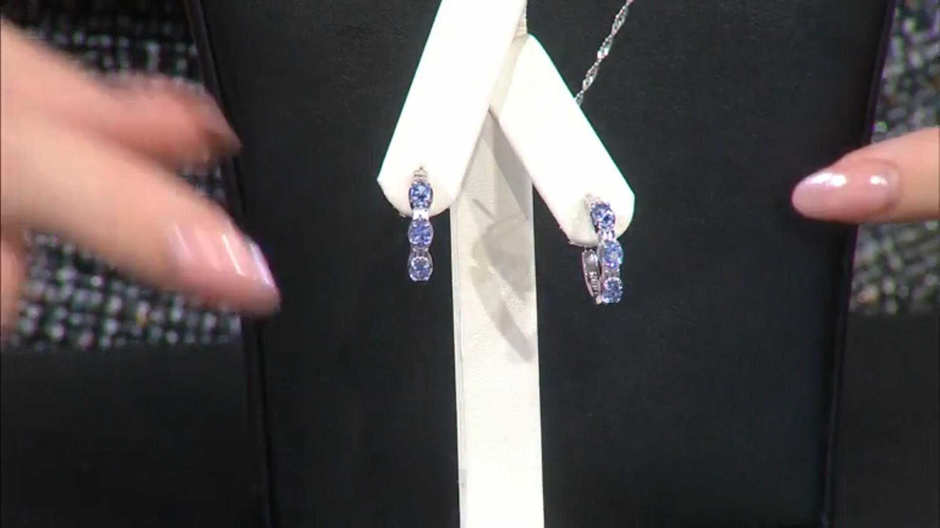Blue Tanzanite Rhodium Over Sterling Silver Hoop Earrings 0.87ctw Video Thumbnail
