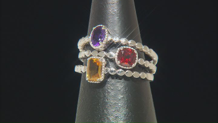 Purple African Amethyst Rhodium Over Silver Stackable Ring 1.46ctw Video Thumbnail