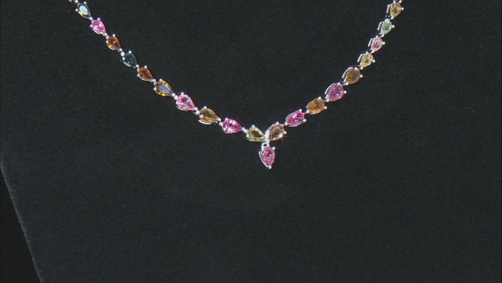 Multi-Tourmaline Rhodium Over Sterling Silver Necklace 7.63ctw ...