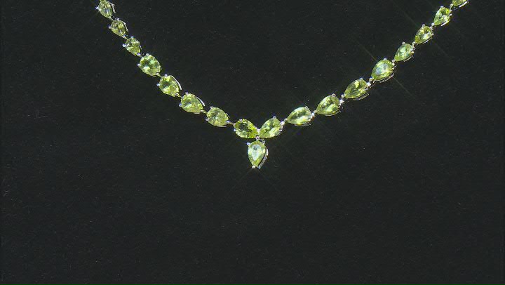 Green Peridot Rhodium Over Sterling Silver Necklace 9.56ctw Video Thumbnail