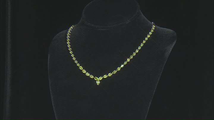 Green Peridot Rhodium Over Sterling Silver Necklace 9.56ctw Video Thumbnail