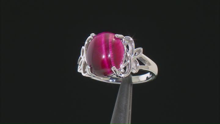 Pink Tiger's Eye Rhodium Over Sterling Silver Solitaire Ring Video Thumbnail
