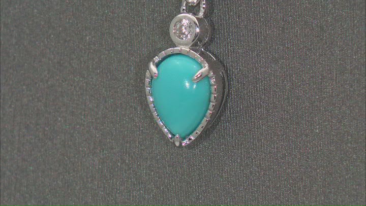 Blue Sleeping Beauty Turquoise Rhodium Over Sterling Silver Pendant With Chain Video Thumbnail