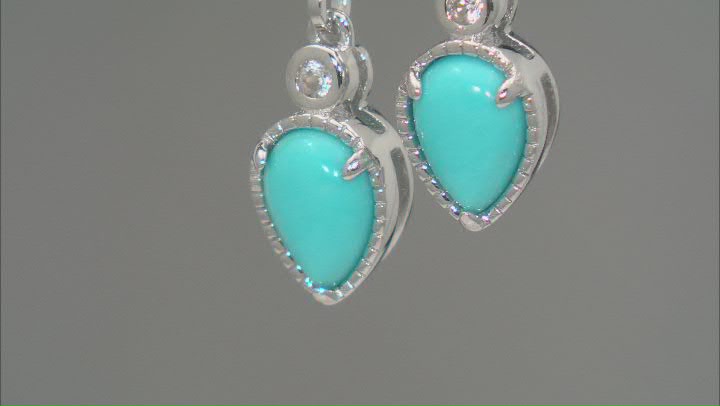 Blue Sleeping Beauty Turquoise Rhodium Over Sterling Silver Earrings 0.07ctw Video Thumbnail