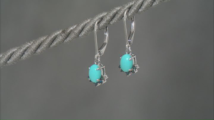 Blue Sleeping Beauty Turquoise Rhodium Over Sterling Silver Earrings 0.06ctw Video Thumbnail