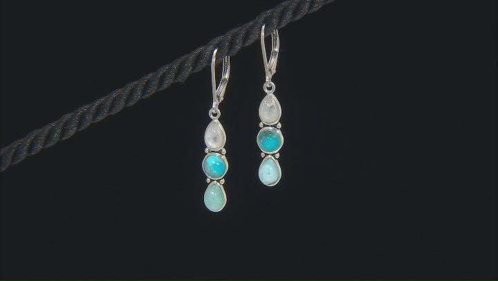 Blue Composite Turquoise Sterling Silver Dangle Earrings Video Thumbnail