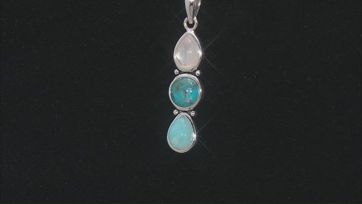 Blue Composite Turquoise Sterling Silver Pendant with Chain Video Thumbnail