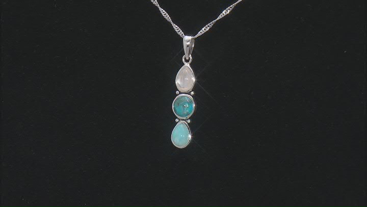 Blue Composite Turquoise Sterling Silver Pendant with Chain Video Thumbnail