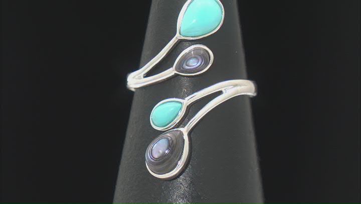 Blue Sleeping Beauty Turquoise With Abalone Sterling Silver Ring Video Thumbnail