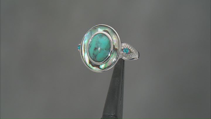 Blue Composite Turquoise Rhodium Over Sterling Silver Ring 0.03ctw Video Thumbnail