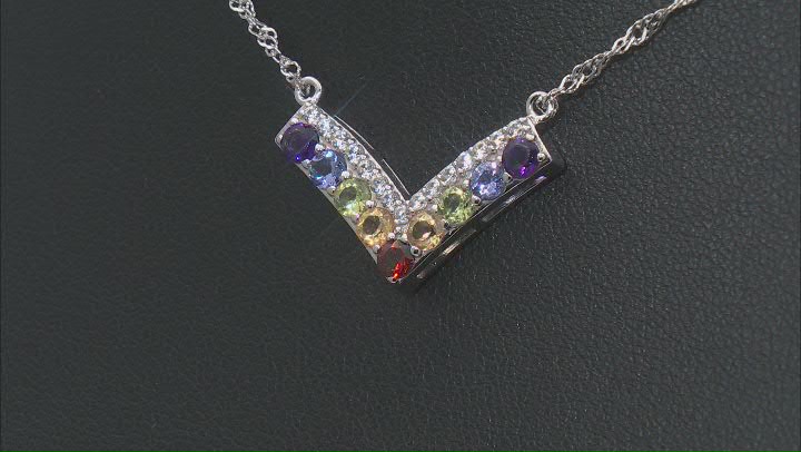 Multicolor Multi-Gem Rhodium Over Sterling Silver Necklace 2.84ctw Video Thumbnail