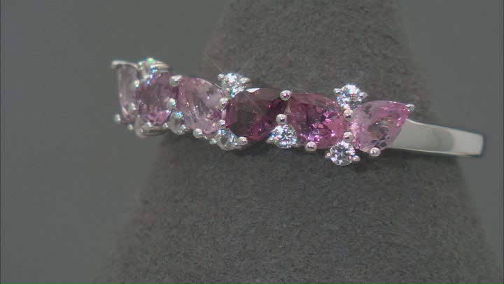 Multicolor Spinel With White Zircon Rhodium Over Sterling Silver Ring Video Thumbnail