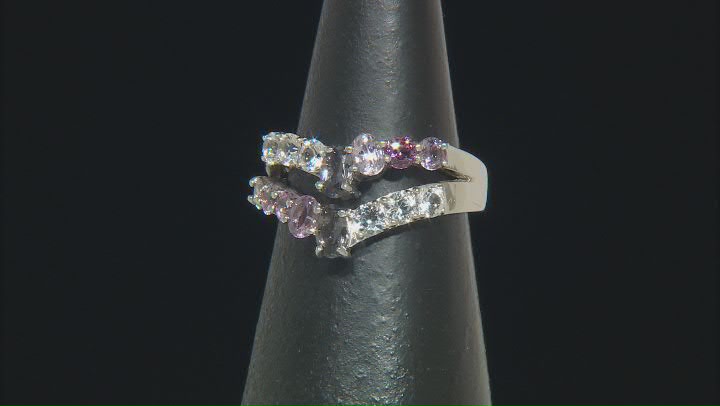 Multicolor Spinel Rhodium Over Sterling Silver Ring 2.12ctw Video Thumbnail
