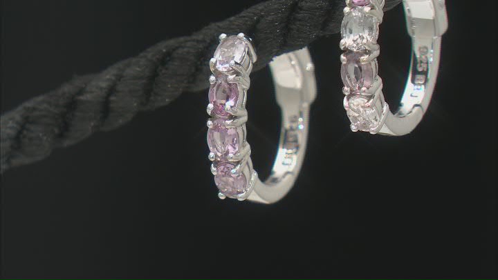 Multicolor Spinel Rhodium Over Sterling Silver Hoop Earrings 1.25ctw Video Thumbnail