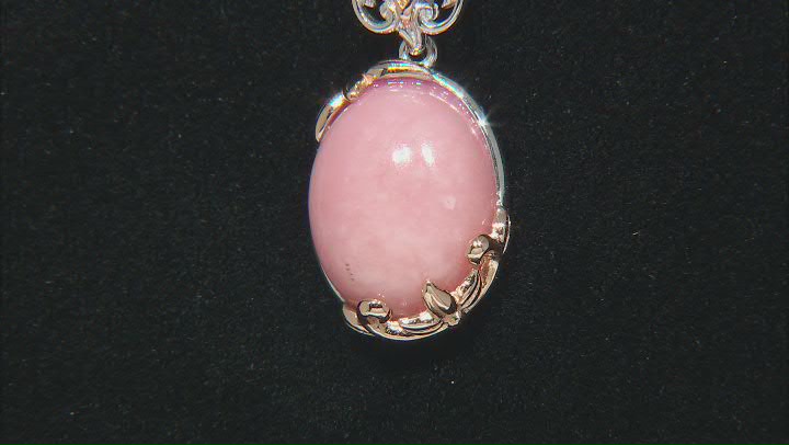 Pink Opal Rhodium and 18k Rose Gold Over Sterling Silver Pendant with Chain Video Thumbnail