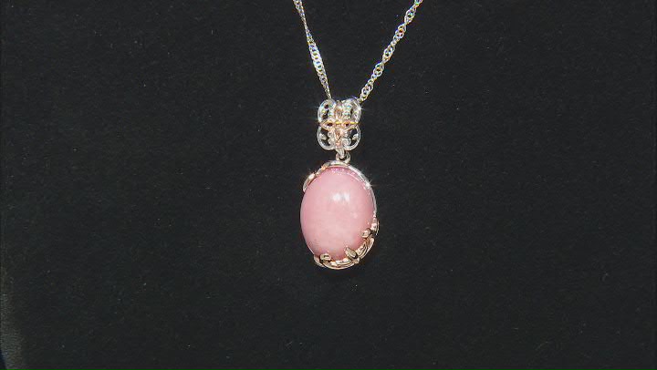 Pink Opal Rhodium and 18k Rose Gold Over Sterling Silver Pendant with Chain Video Thumbnail