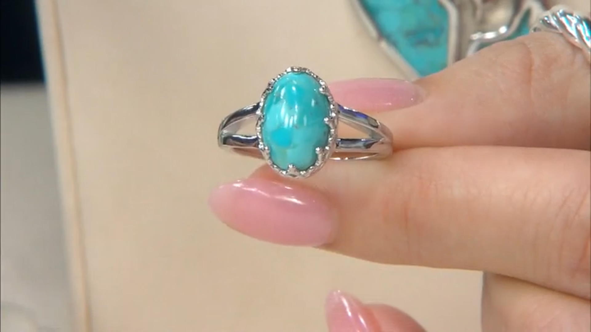 Blue Turquoise Platinum Over Sterling Silver Solitaire Ring Video Thumbnail