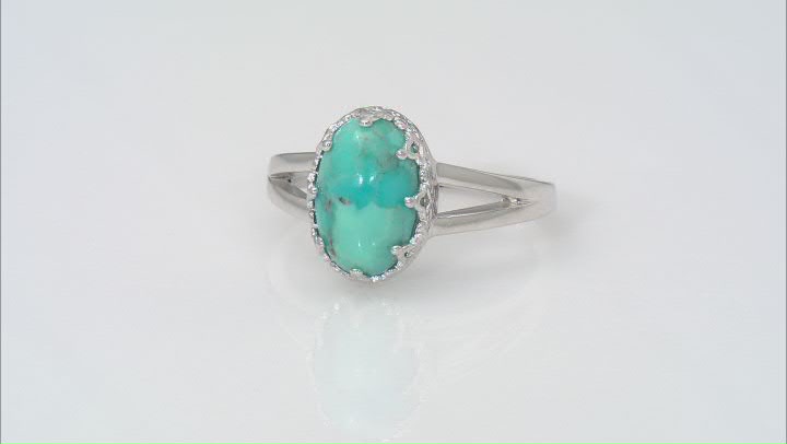 Blue Composite Turquoise Platinum Over Sterling Silver Solitaire Ring Video Thumbnail