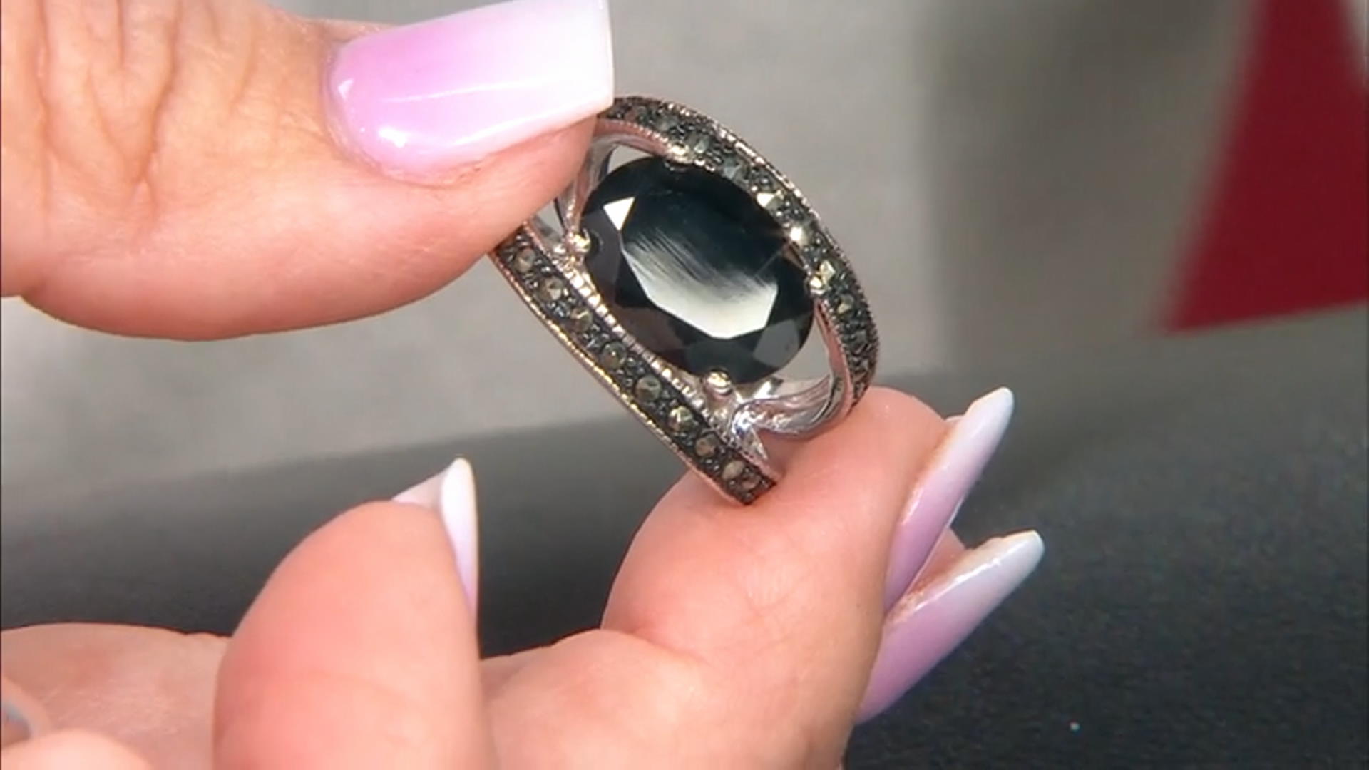 Black Spinel Sterling Silver Ring 7.22ct Video Thumbnail
