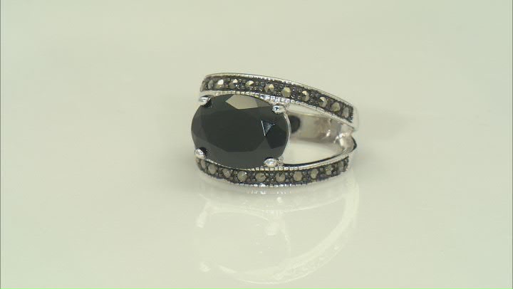 Black Spinel Sterling Silver Ring 7.22ct Video Thumbnail