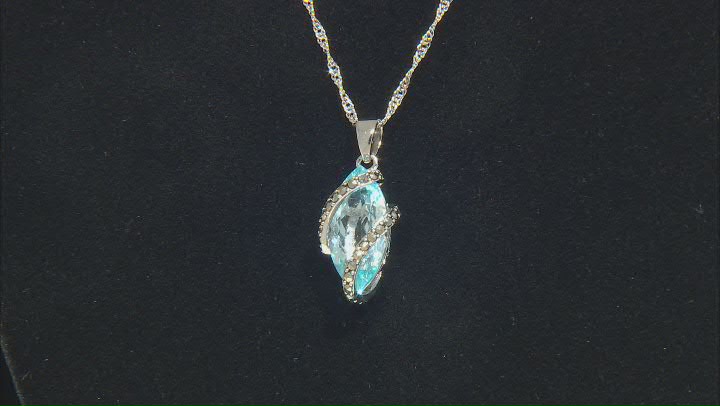 Sky Blue Topaz Rhodium Over Sterling Silver Pendant With Chain 6.00ct Video Thumbnail