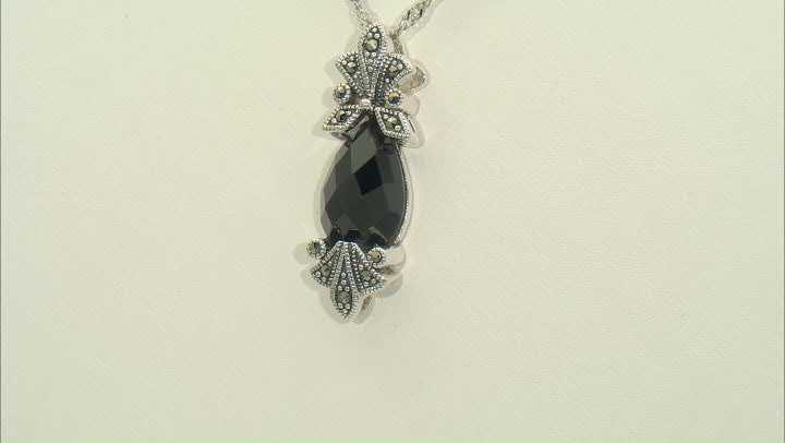 Black Spinel Rhodium Over Sterling Silver Pendant With Chain 5.20ct Video Thumbnail
